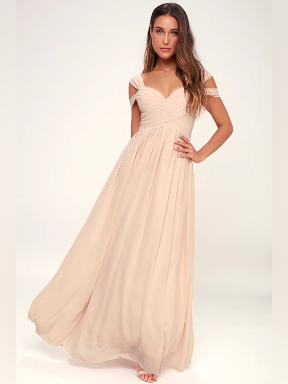 Hayley Paige Occasions Blush Pink Chiffon Convertible Gown